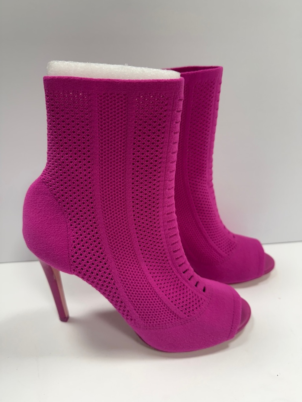 Aldo Fuchsia Knit Peep-Toe Stiletto Booties